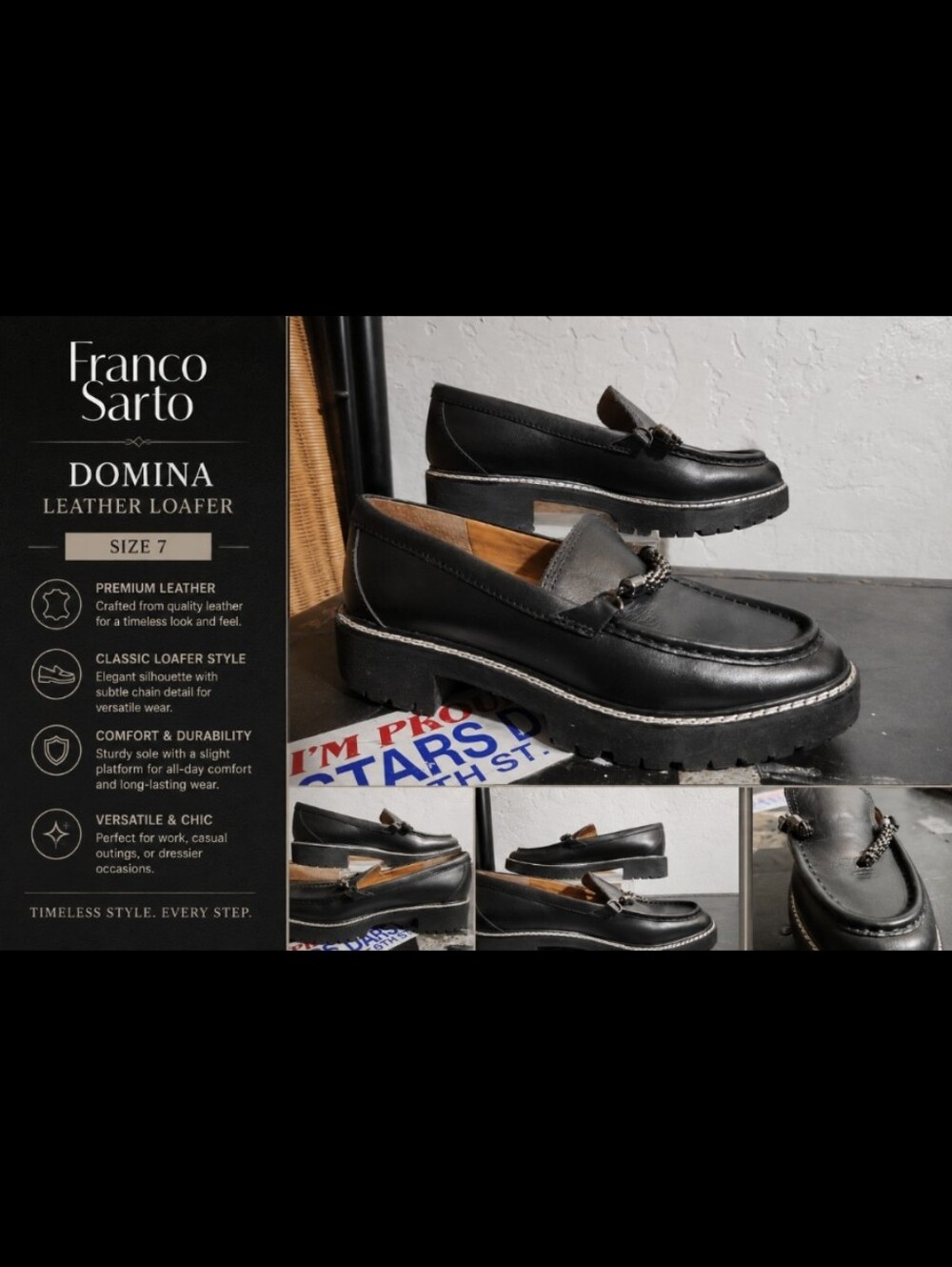 Sarto Size 7 By Franco Sarto Domina Leather Loafer